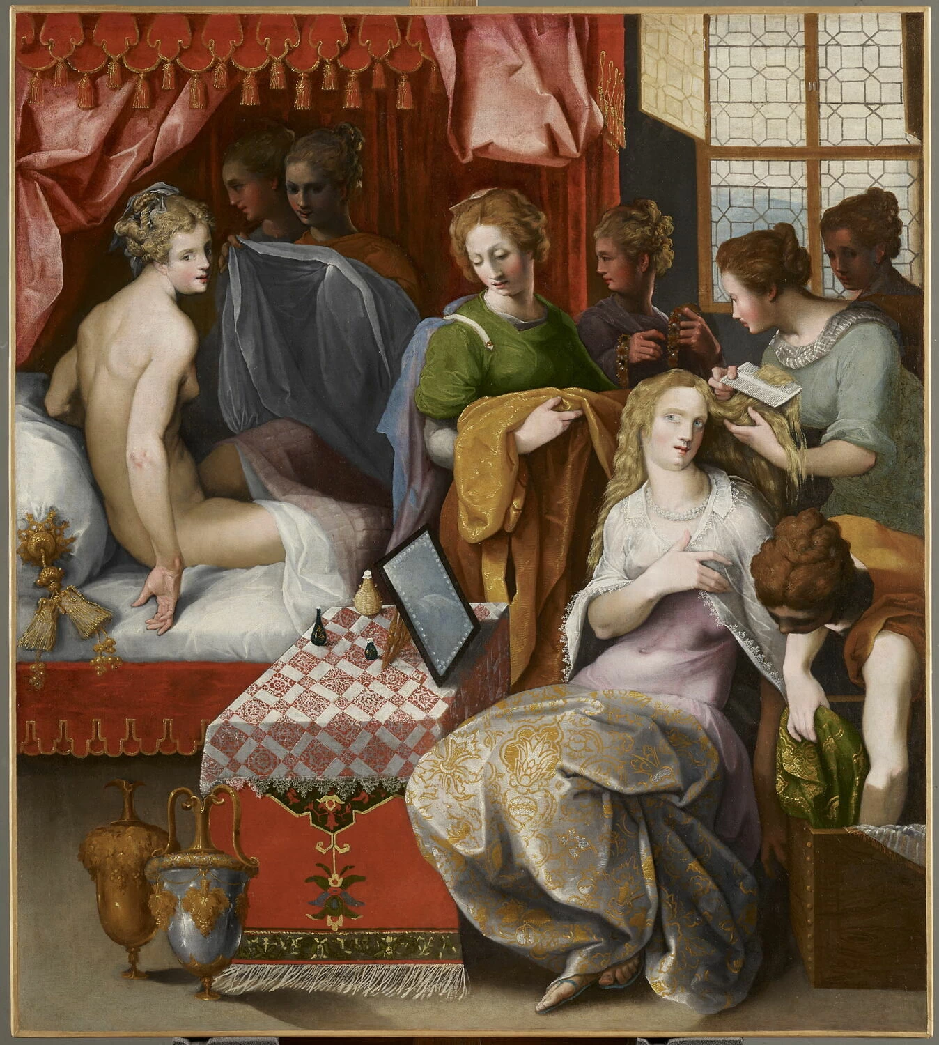 Eustache Le Sueur - Hyante e Climene alla toilette, Louvre, Parigi